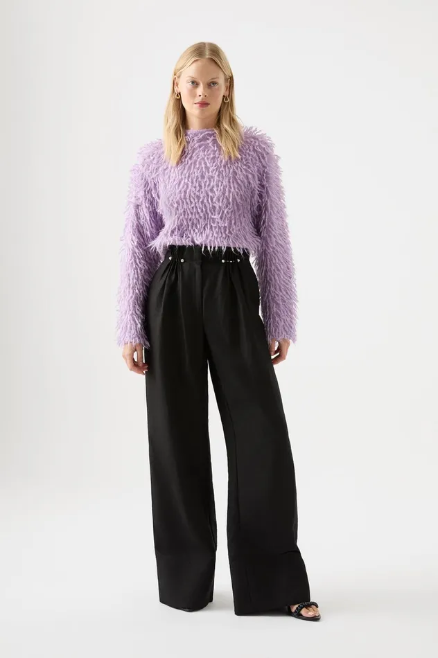 Luna Funnel Neck Knit Lilac Women Aje Knitwear 038 Jumpers