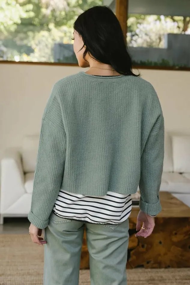 Lyra VNeck Sweater In Sage Sage Women Bohme Tops