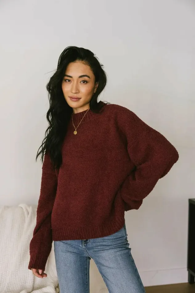 Madilyn Cozy Sweater In Wine Wine Women Bohme Tops