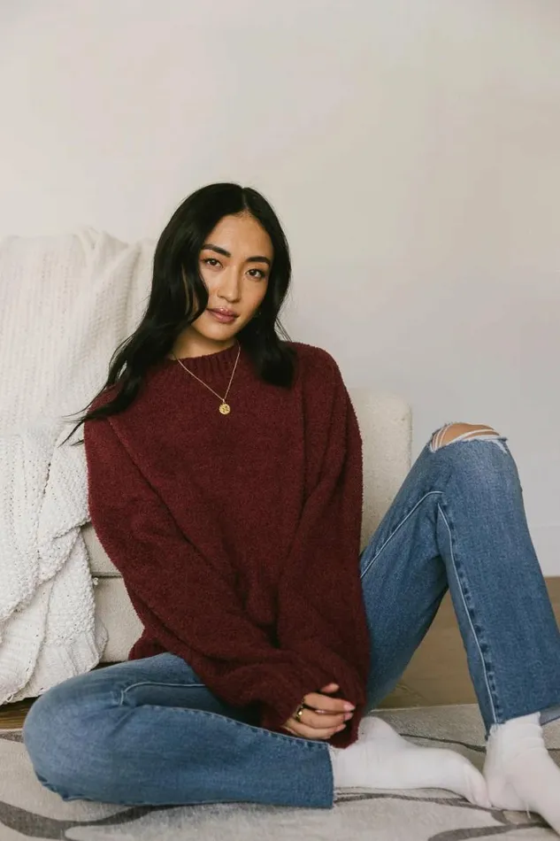 Madilyn Cozy Sweater In Wine Wine Women Bohme Tops
