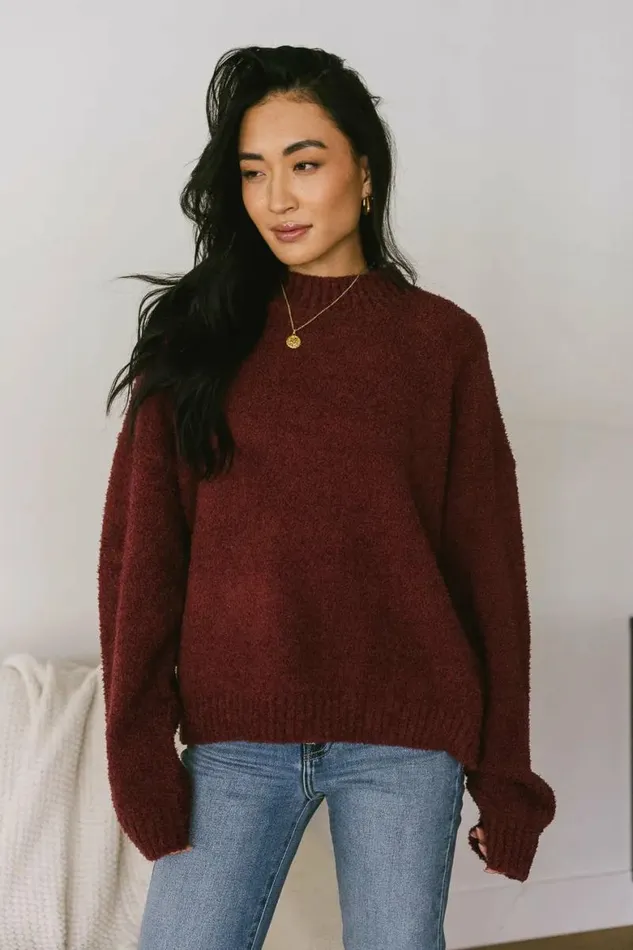 Madilyn Cozy Sweater In Wine Wine Women Bohme Tops