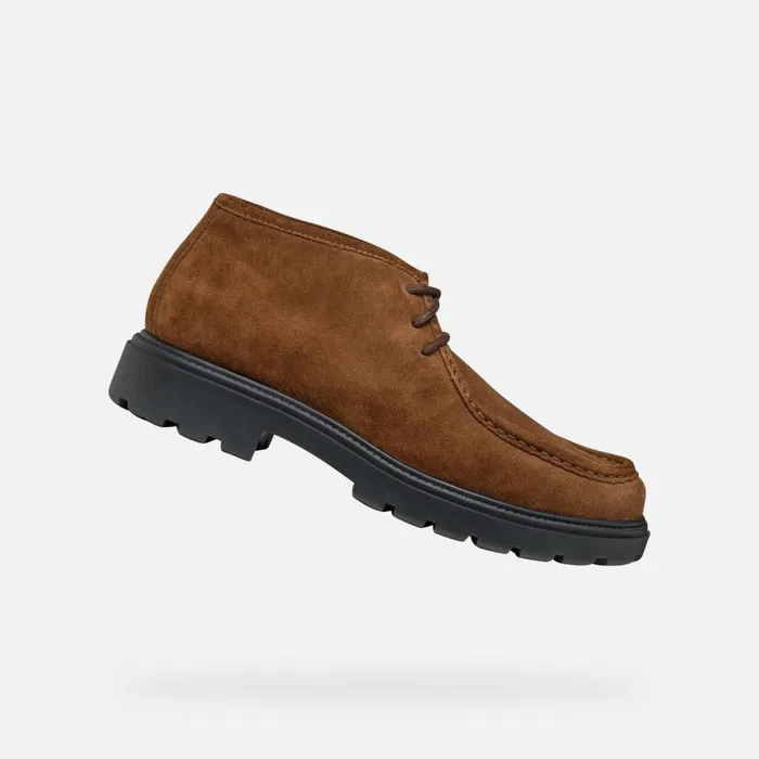 Man Geox Casual Shoes SPHERICA EC7 MAN Brown Cotto Suede Shoes Brown Cotto