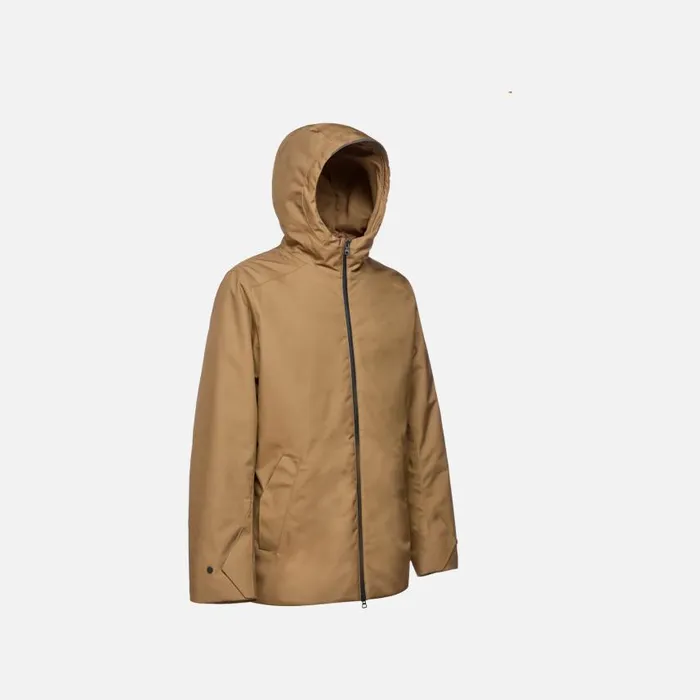 Man Geox Jackets CLINTFORD ABX MAN Hazelnut Brown Short Parka Hazelnut Brown