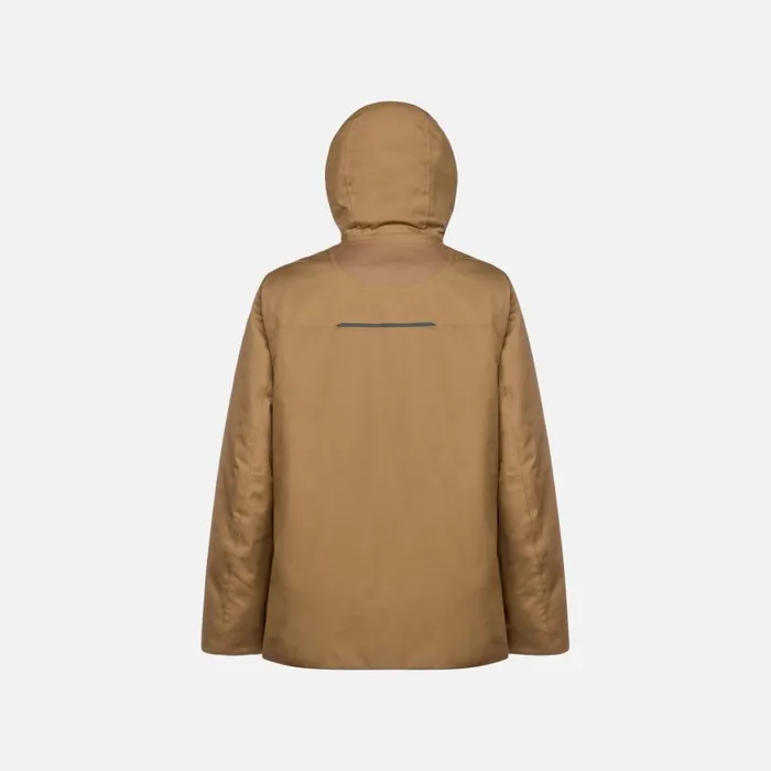 Man Geox Jackets CLINTFORD ABX MAN Hazelnut Brown Short Parka Hazelnut Brown