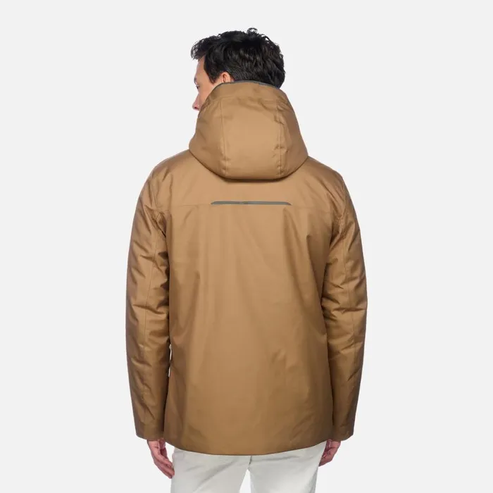 Man Geox Jackets CLINTFORD ABX MAN Hazelnut Brown Short Parka Hazelnut Brown
