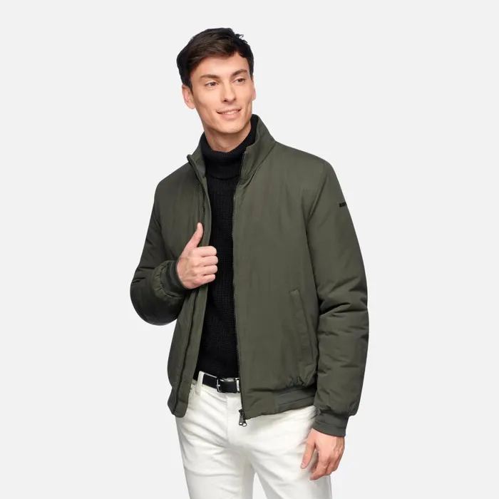 Man Geox Jackets RIETI MAN Deep Depths Bomber Jacket Deep Depths