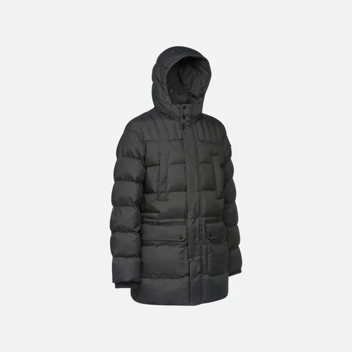 Man Geox Jackets SANDFORD MAN Dark Black Long Parka Dark Black