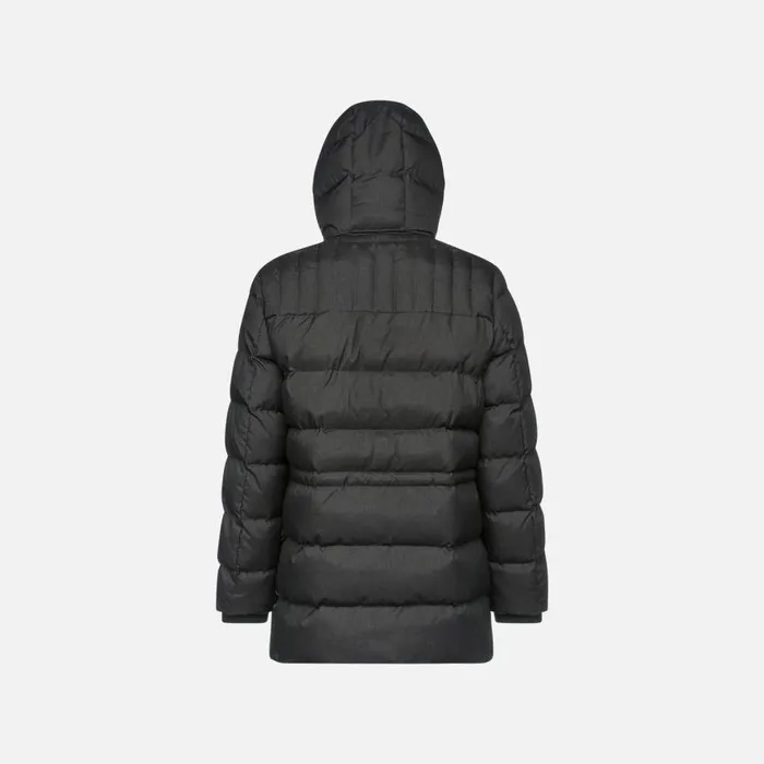 Man Geox Jackets SANDFORD MAN Dark Black Long Parka Dark Black