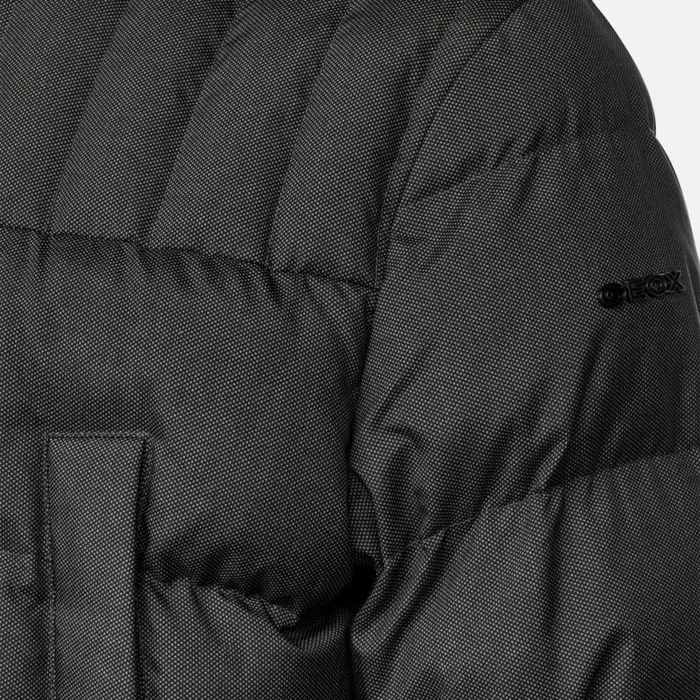 Man Geox Jackets SANDFORD MAN Dark Black Long Parka Dark Black
