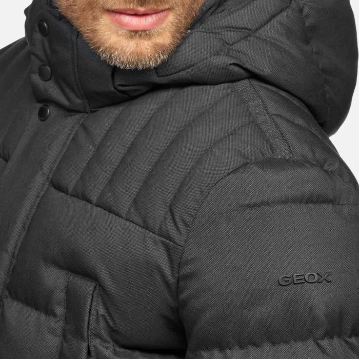 Man Geox Jackets SANDFORD MAN Dark Black Long Parka Dark Black