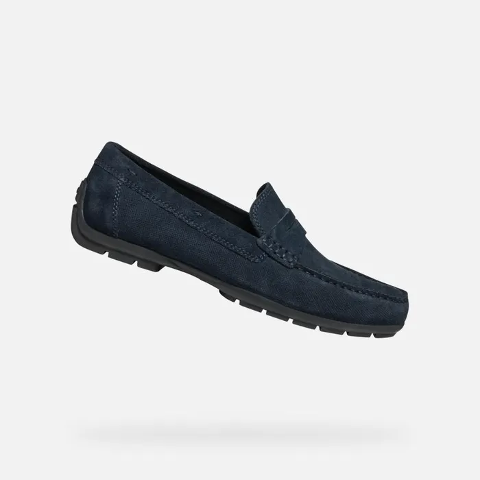 Man Geox Loafers MONER W 2FIT MAN Navy Suede Loafers Navy