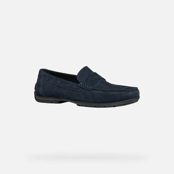 Man Geox Loafers MONER W 2FIT MAN Navy Suede Loafers Navy