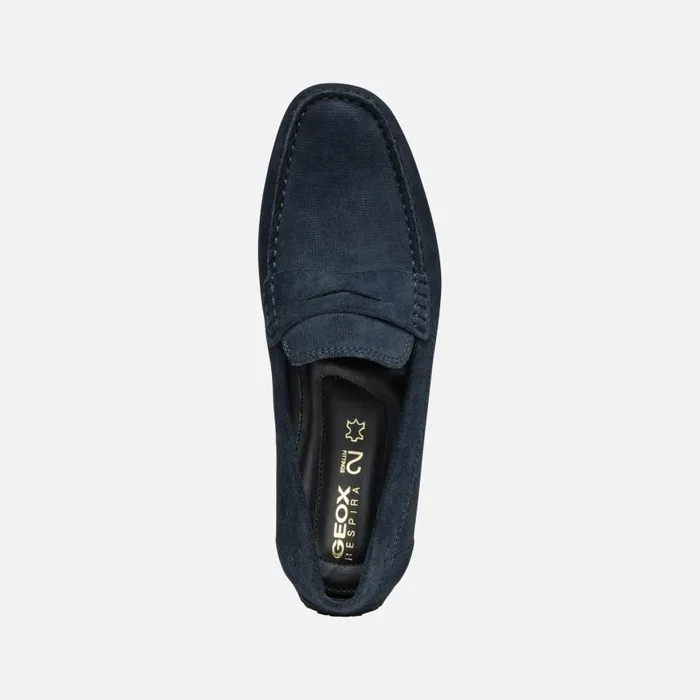 Man Geox Loafers MONER W 2FIT MAN Navy Suede Loafers Navy