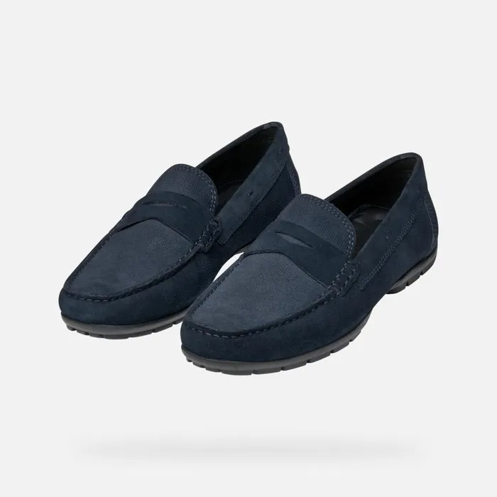 Man Geox Loafers MONER W 2FIT MAN Navy Suede Loafers Navy