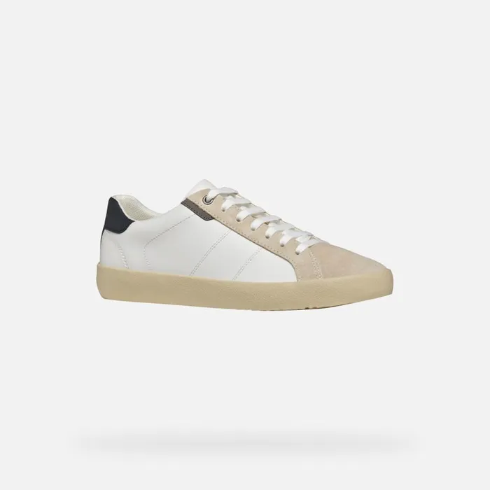 Man Geox Sneakers AFFILE MAN WhiteLight Taupe Low Top Sneakers Whitelight Taupe
