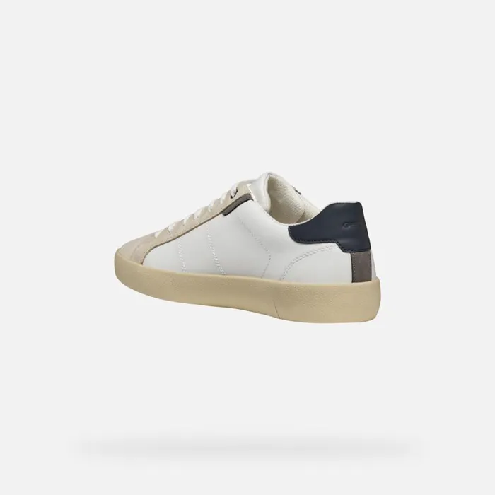 Man Geox Sneakers AFFILE MAN WhiteLight Taupe Low Top Sneakers Whitelight Taupe