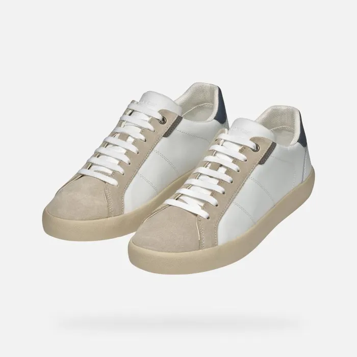 Man Geox Sneakers AFFILE MAN WhiteLight Taupe Low Top Sneakers Whitelight Taupe