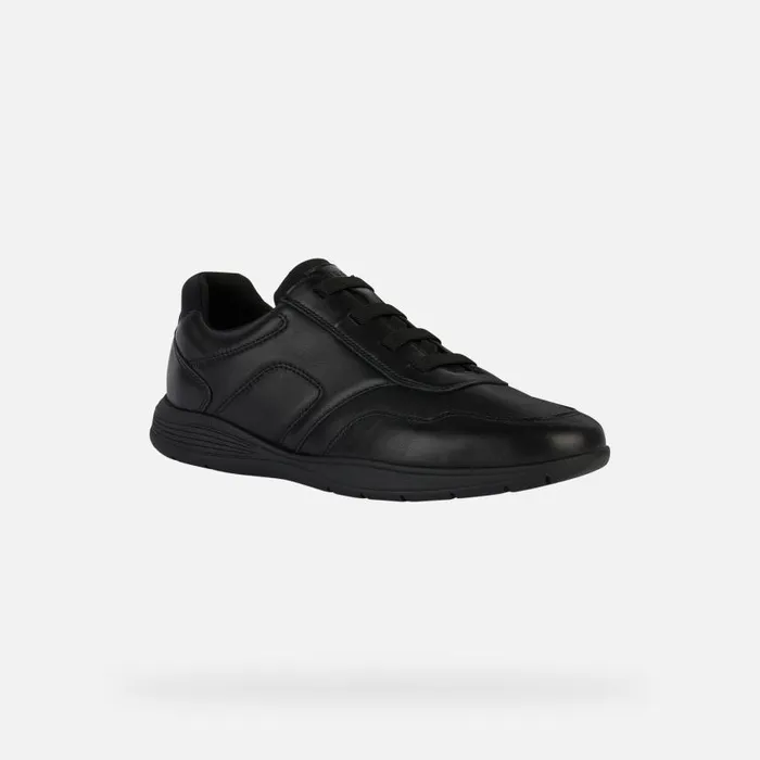 Man Geox Sneakers SPHERICA EC2 Men039s Black Leather Shoes Geox Black