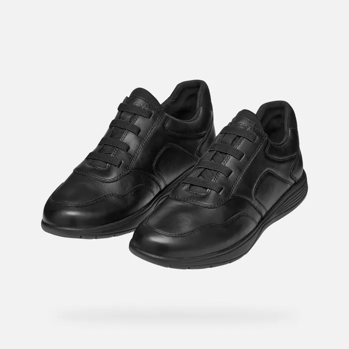 Man Geox Sneakers SPHERICA EC2 Men039s Black Leather Shoes Geox Black