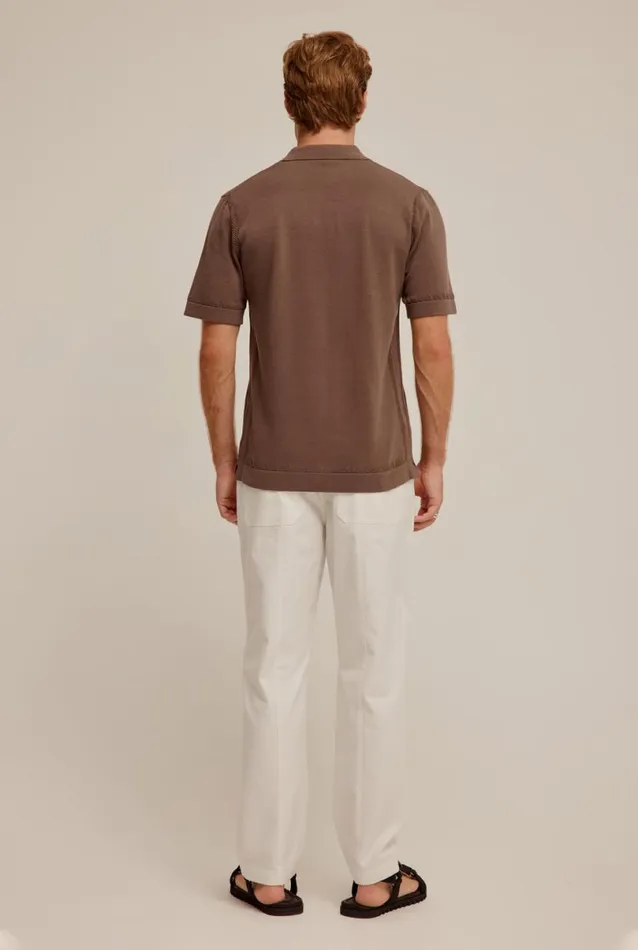Man Venroy Knitwear Short Sleeve Knitted Lattice Border Shirt