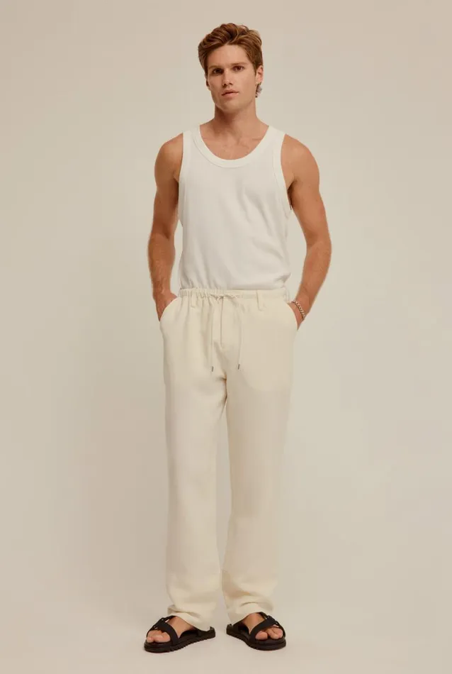Man Venroy Pants Silk Linen Relaxed Trouser