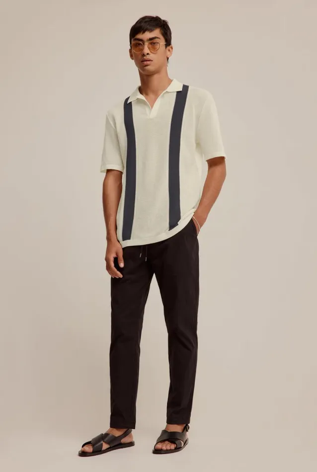 Man Venroy Polos Knitted Cotton Pique Open Neck Polo