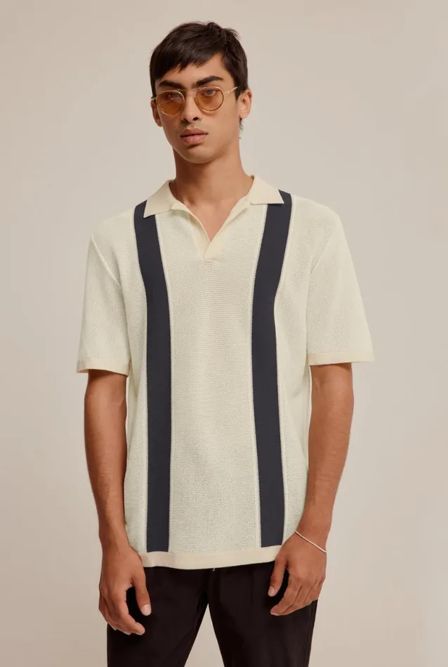 Man Venroy Polos Knitted Cotton Pique Open Neck Polo