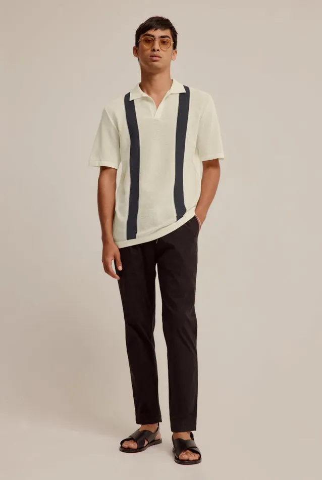 Man Venroy Polos Knitted Cotton Pique Open Neck Polo