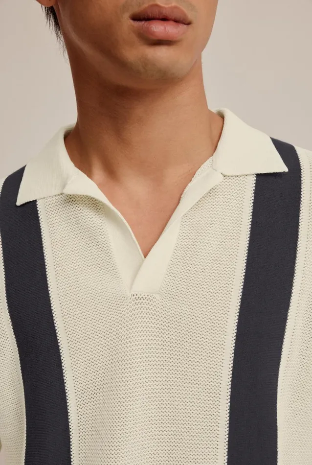 Man Venroy Polos Knitted Cotton Pique Open Neck Polo