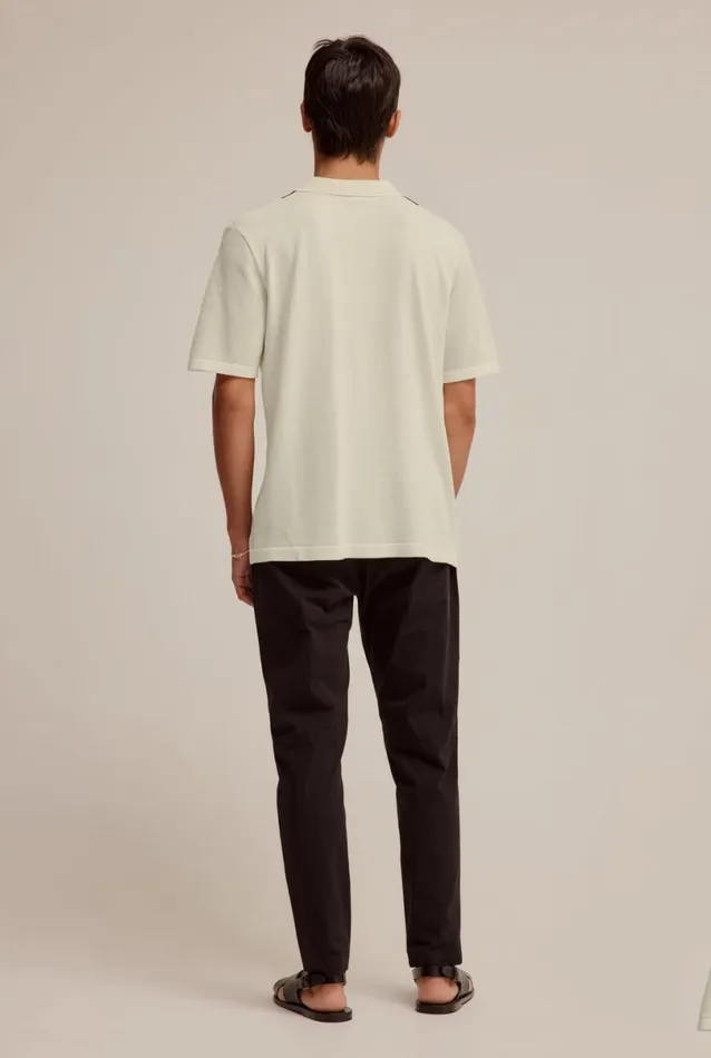 Man Venroy Polos Knitted Cotton Pique Open Neck Polo