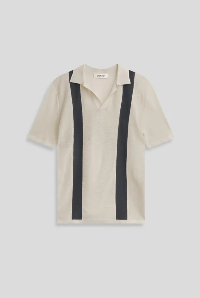 Man Venroy Polos Knitted Cotton Pique Open Neck Polo