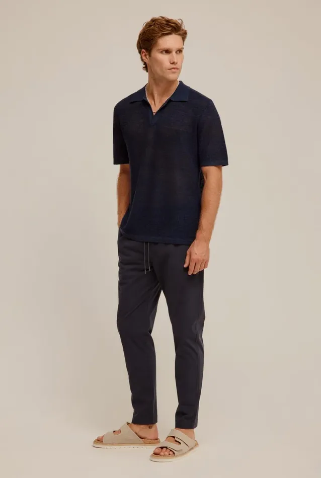 Man Venroy Polos Rib Knit Open Neck Polo