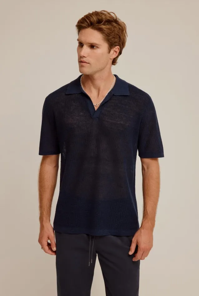 Man Venroy Polos Rib Knit Open Neck Polo