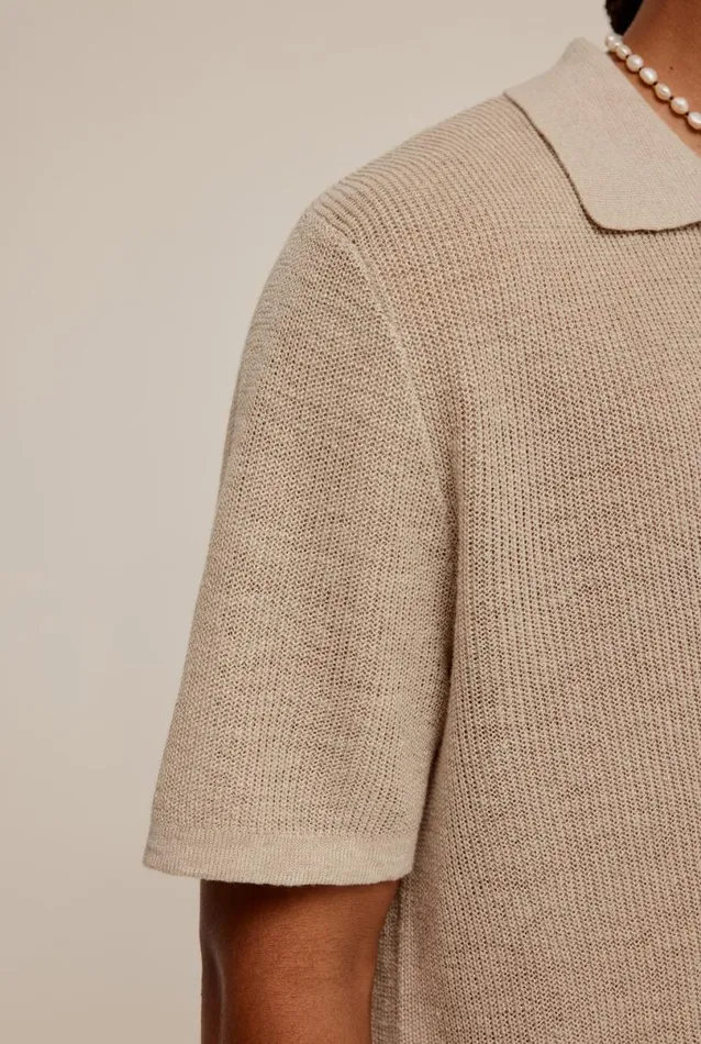 Man Venroy Polos Rib Knit Open Neck Polo