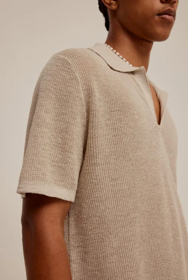 Man Venroy Polos Rib Knit Open Neck Polo
