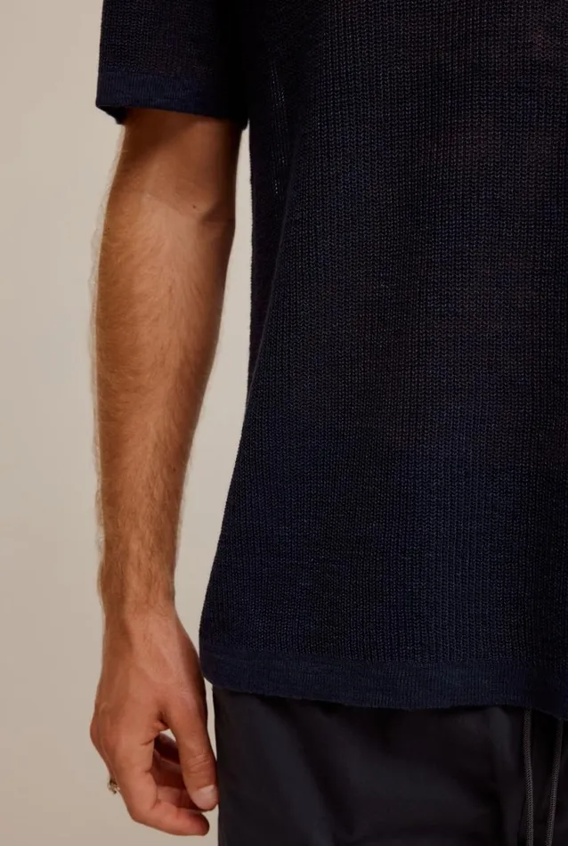 Man Venroy Polos Rib Knit Open Neck Polo