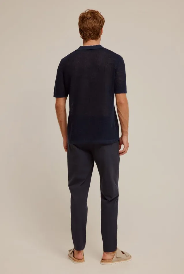 Man Venroy Polos Rib Knit Open Neck Polo