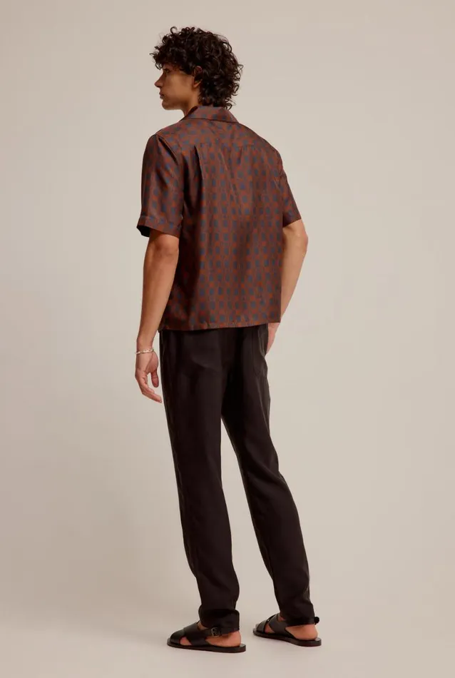 Man Venroy Shirts Boxy Silk Camp Collar Shirt