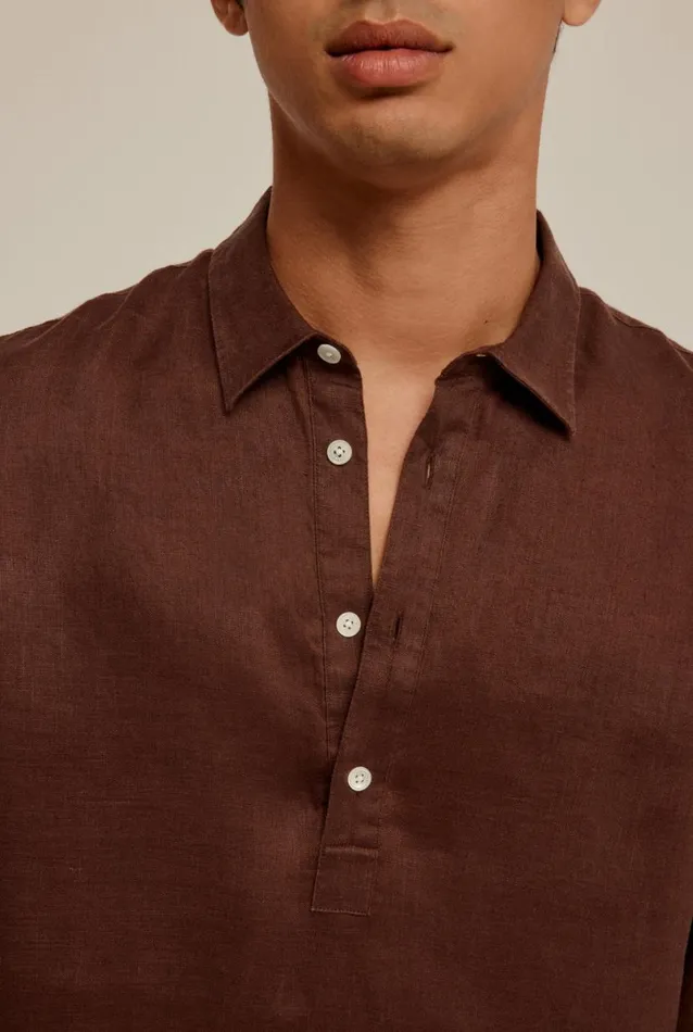 Man Venroy Shirts Linen Cut Away Pop Over