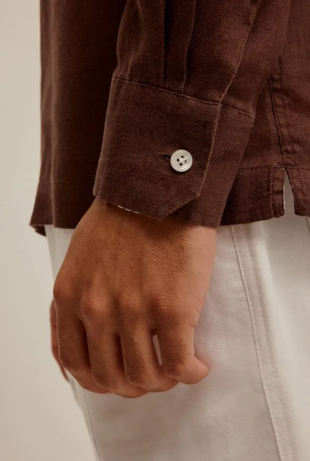 Man Venroy Shirts Linen Cut Away Pop Over
