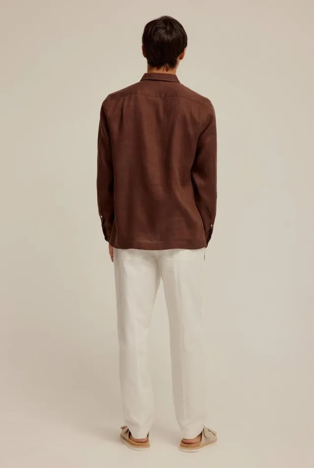 Man Venroy Shirts Linen Cut Away Pop Over
