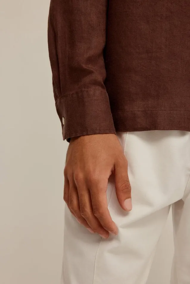 Man Venroy Shirts Linen Cut Away Pop Over