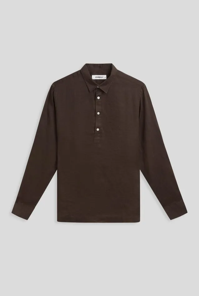 Man Venroy Shirts Linen Cut Away Pop Over