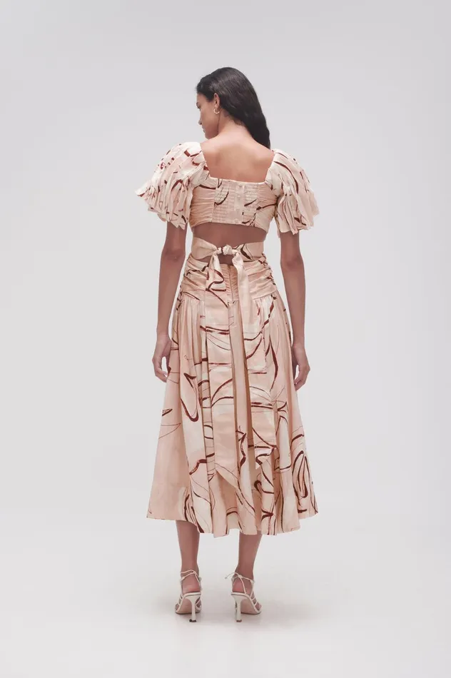 Marianne Ruched Midi Dress Whimsical Dove Women Aje Midi Dresses