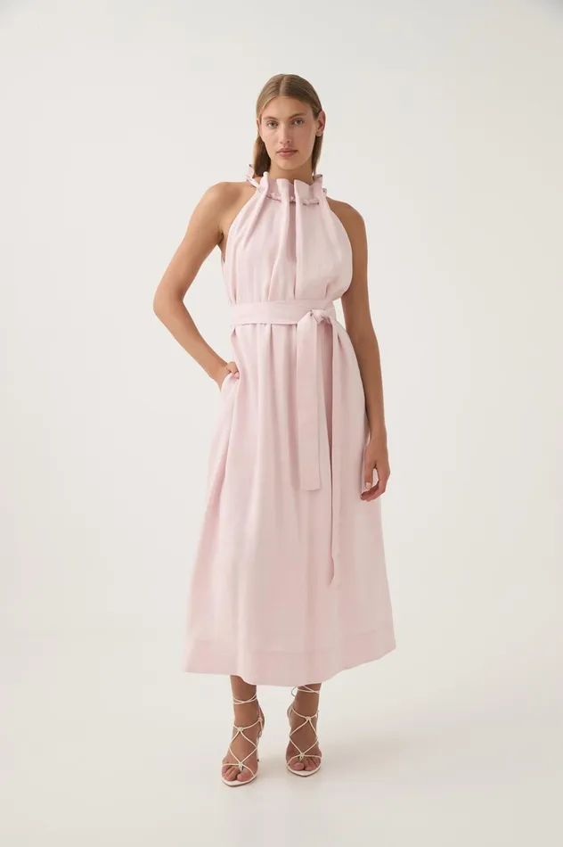 Mariel Trapeze Midi Dress Soft Pink Women Aje Pink Dresses
