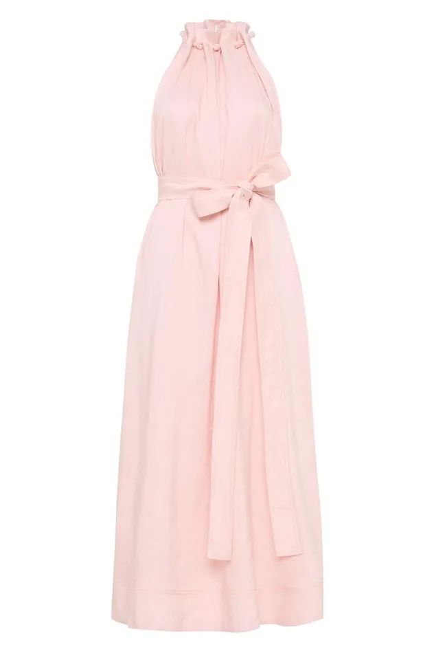 Mariel Trapeze Midi Dress Soft Pink Women Aje Pink Dresses