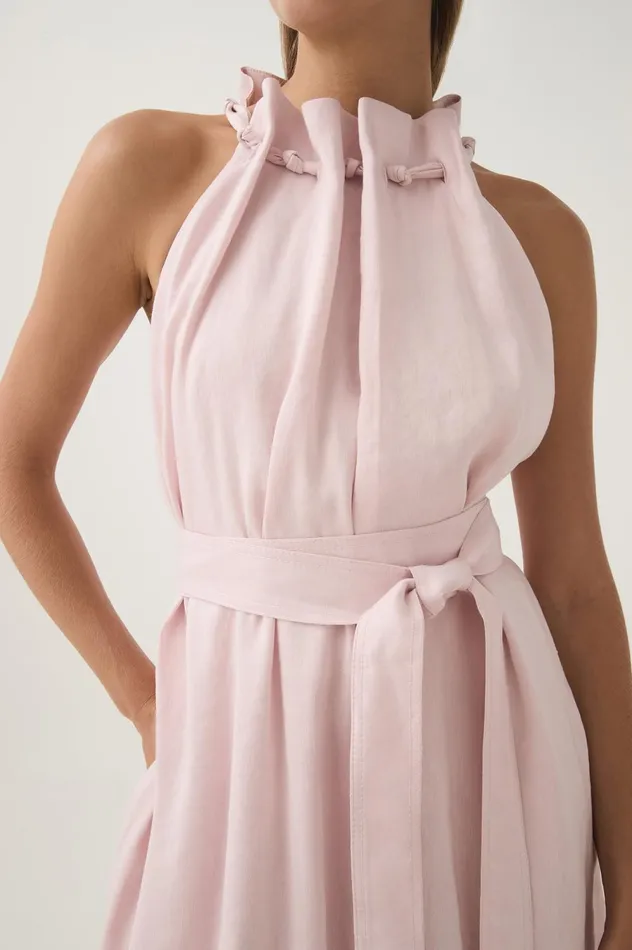 Mariel Trapeze Midi Dress Soft Pink Women Aje Pink Dresses