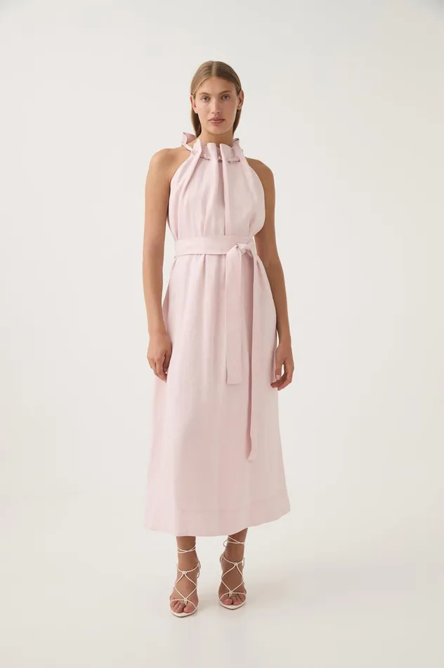 Mariel Trapeze Midi Dress Soft Pink Women Aje Pink Dresses