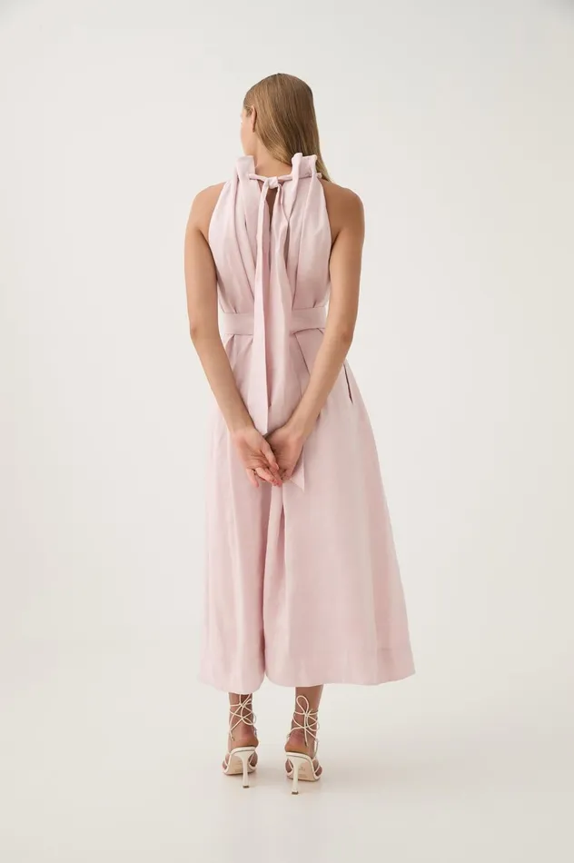 Mariel Trapeze Midi Dress Soft Pink Women Aje Pink Dresses