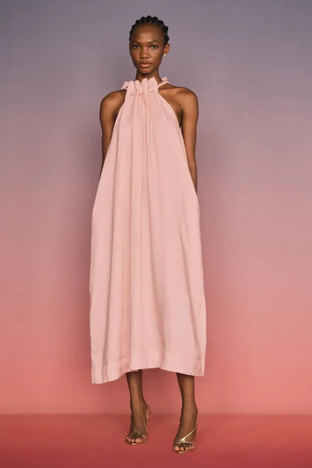 Mariel Trapeze Midi Dress Soft Pink Women Aje Pink Dresses